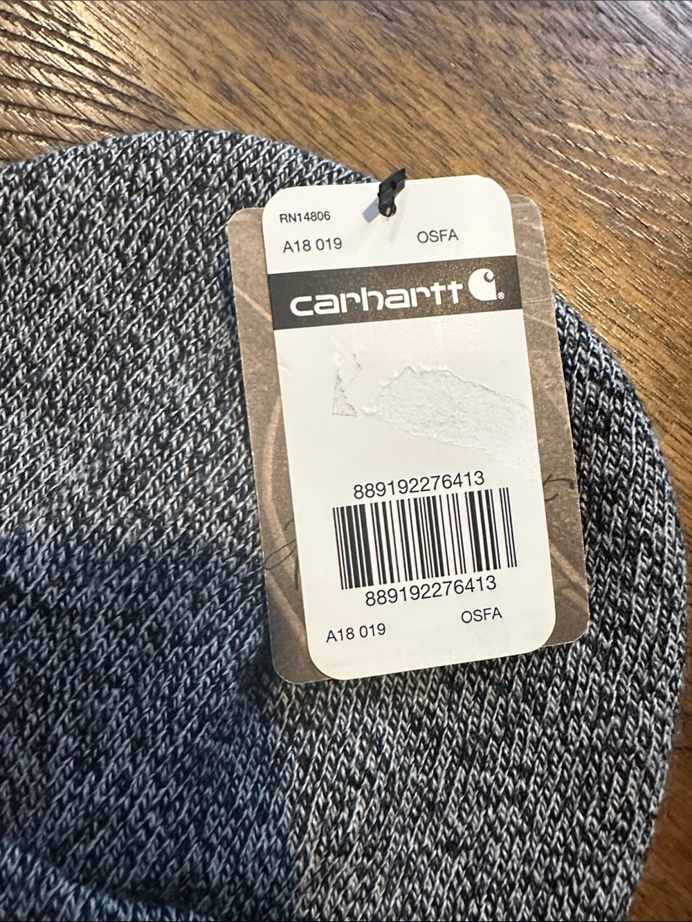 Carhartt Gray Marled Cuffed Beanie with Gold Logo Patch - Picture 3 of 4